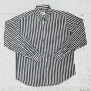 Brioni for Neiman Marcus Italy Men’s Gray Stripe Cotton LS Button Down Shirt L